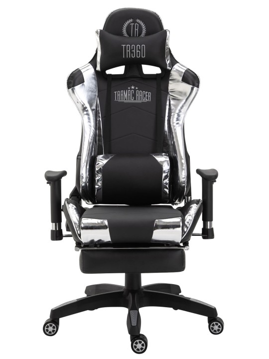 Silla de oficina Racing Turbo con reposapiés brillante, negro/blanco
