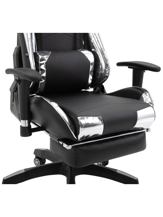 Silla de oficina Racing Turbo con reposapiés brillante, negro/blanco