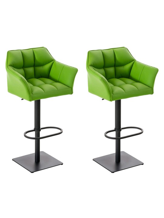 Juego de 2 taburetes de bar Damaso de piel sintética, verde Juego de 2 taburetes de bar Damaso de piel sintética, verde