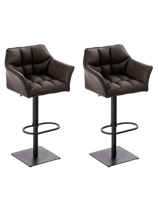 Juego de 2 taburetes de bar Damaso de piel sintética, marrón Juego de 2 taburetes de bar Damaso de piel sintética, marrón