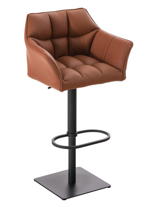 Juego de 2 taburetes de bar Damaso de piel sintética, marrón claro