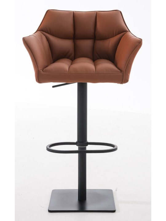 Juego de 2 taburetes de bar Damaso de piel sintética, marrón claro