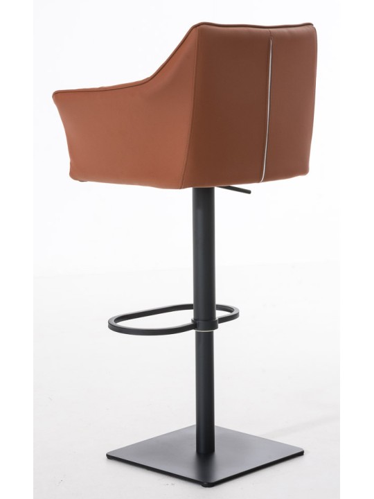 Juego de 2 taburetes de bar Damaso de piel sintética, marrón claro