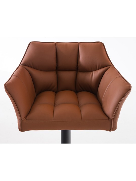 Juego de 2 taburetes de bar Damaso de piel sintética, marrón claro