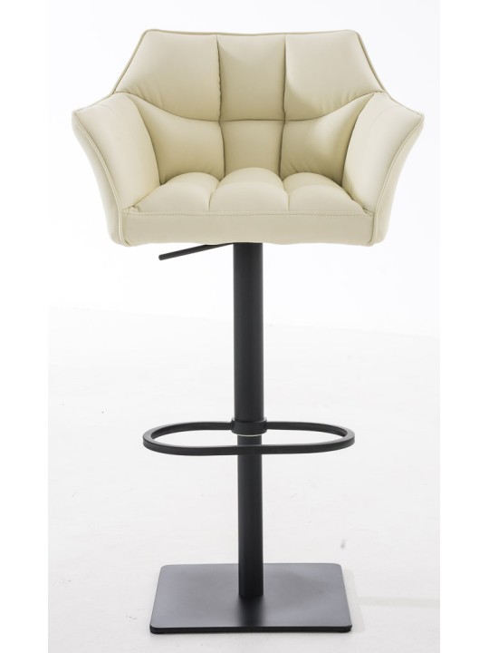 Juego de 2 taburetes de bar Damaso de piel sintética, crema