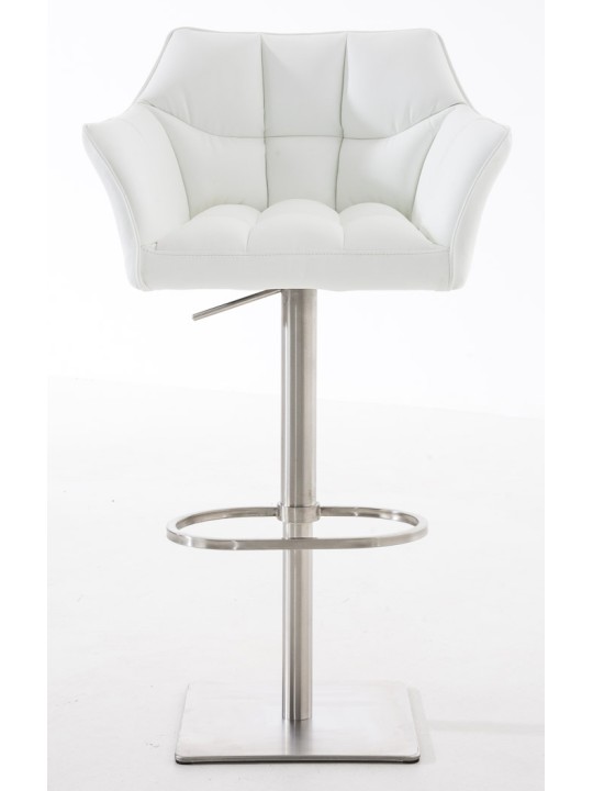 Juego de 2 taburetes de bar Damaso piel sintética acero inoxidable, blanco Juego de 2 taburetes de bar Damaso piel sintética acero inoxidable, blanco