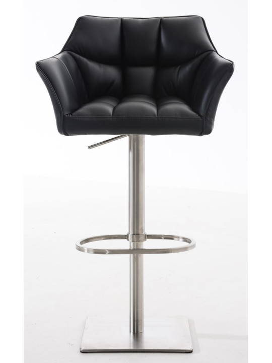 Juego de 2 taburetes de bar Damaso piel sintética acero inoxidable, negro