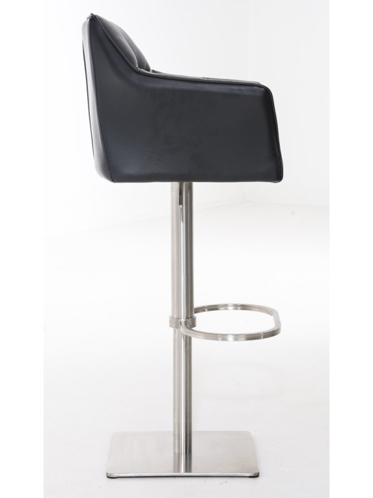 Juego de 2 taburetes de bar Damaso piel sintética acero inoxidable, negro