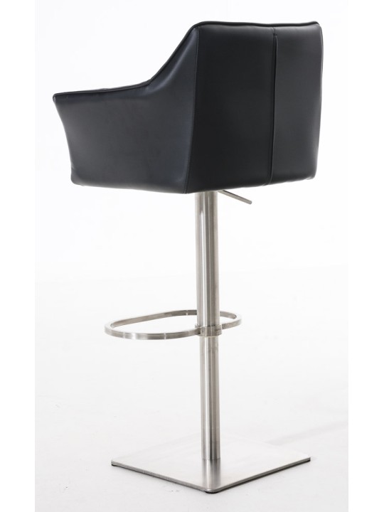 Juego de 2 taburetes de bar Damaso piel sintética acero inoxidable, negro