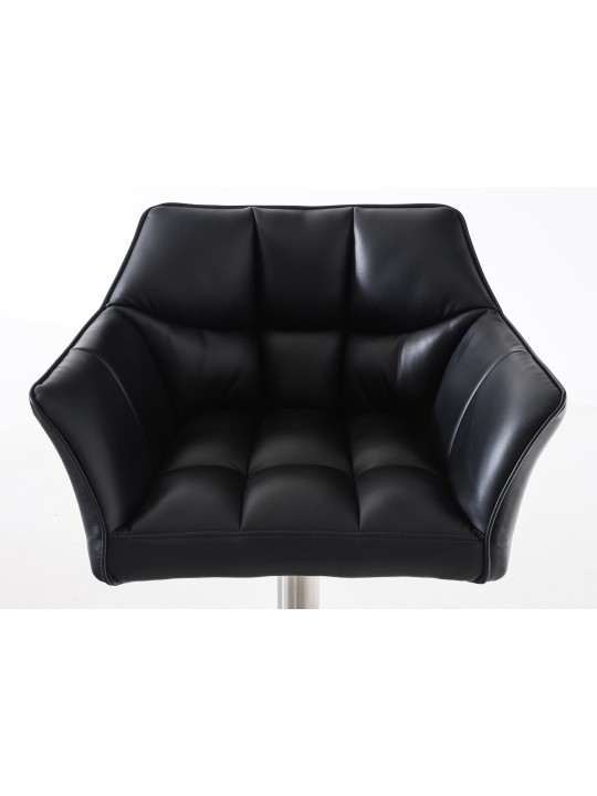 Juego de 2 taburetes de bar Damaso piel sintética acero inoxidable, negro