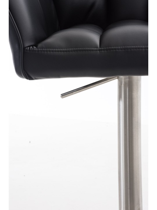 Juego de 2 taburetes de bar Damaso piel sintética acero inoxidable, negro