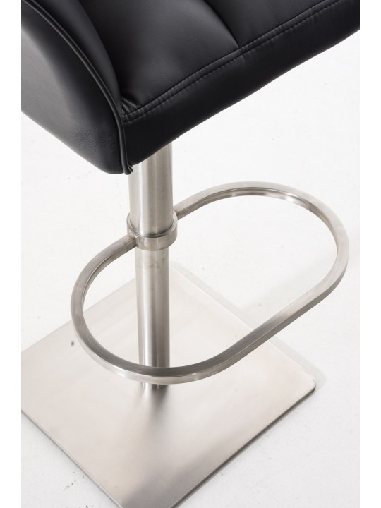 Juego de 2 taburetes de bar Damaso piel sintética acero inoxidable, negro