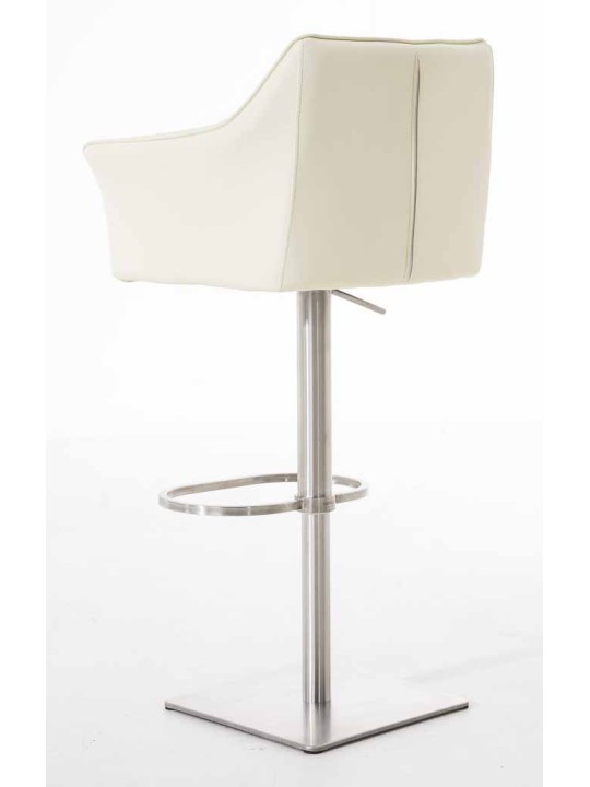 Juego de 2 taburetes de bar Damaso piel sintética acero inoxidable, crema Juego de 2 taburetes de bar Damaso piel sintética acero inoxidable, crema