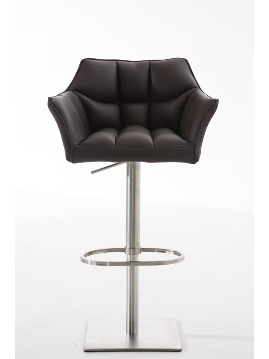 Juego de 2 taburetes de bar Damaso piel sintética acero inoxidable, marrón Juego de 2 taburetes de bar Damaso piel sintética acero inoxidable, marrón