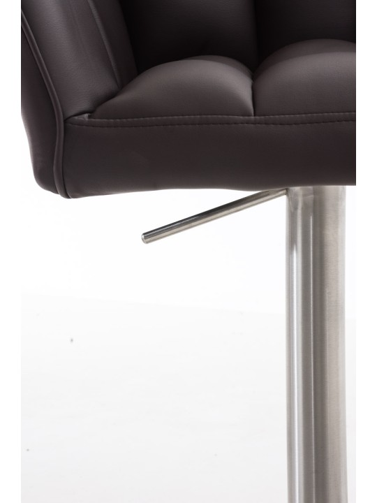 Juego de 2 taburetes de bar Damaso piel sintética acero inoxidable, marrón Juego de 2 taburetes de bar Damaso piel sintética acero inoxidable, marrón