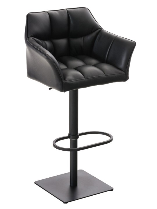 Juego de 2 taburetes de bar Damaso de piel sintética, negro Juego de 2 taburetes de bar Damaso de piel sintética, negro