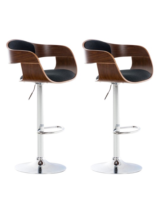 Juego de 2 taburetes de bar Kingston C tela, nogal/negro