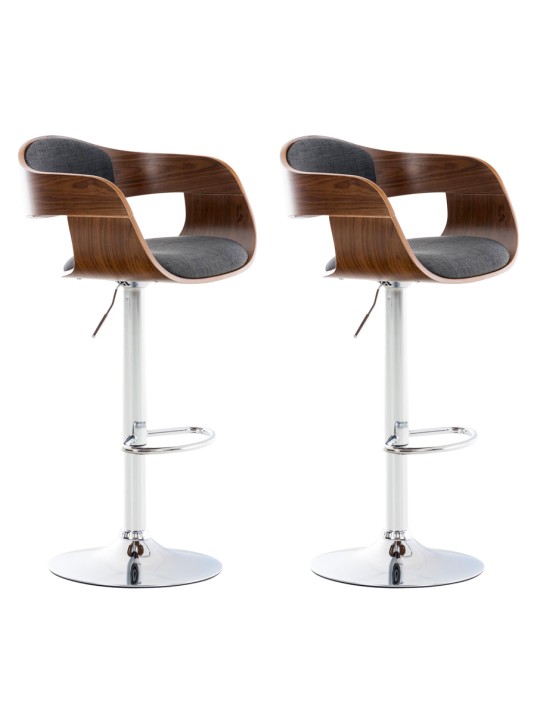 Juego de 2 taburetes de bar Kingston C tela, nogal/gris oscuro