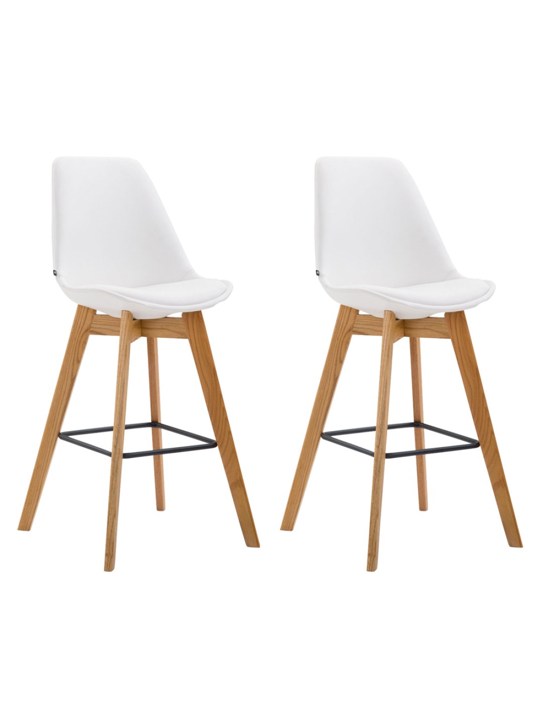 Juego de 2 taburetes de bar Metz piel sintética natural, blanco