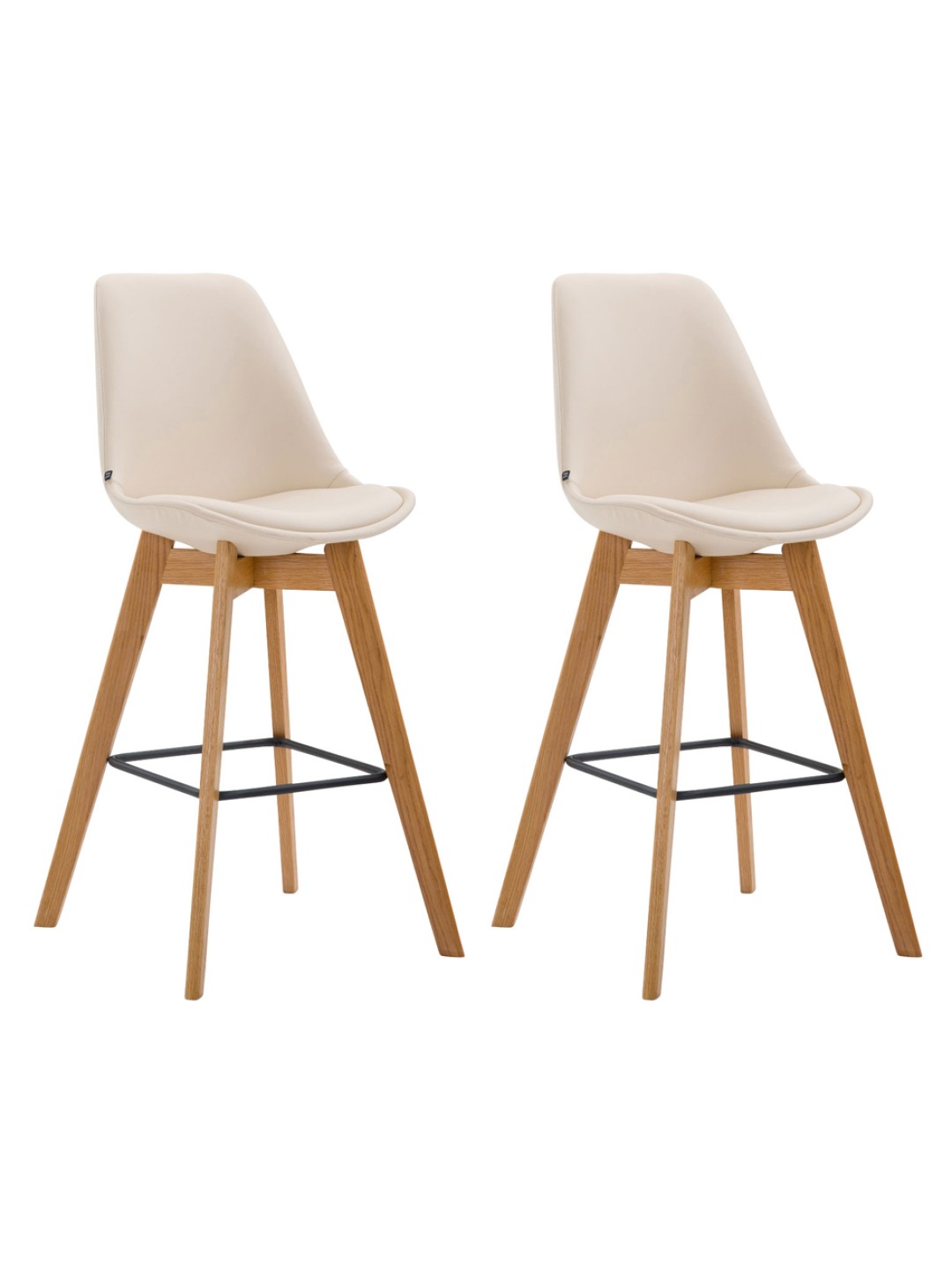Juego de 2 taburetes de bar Metz piel sintética natural, crema