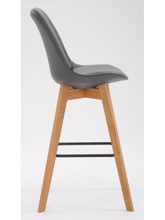 Juego de 2 taburetes de bar Metz piel sintética natural, gris