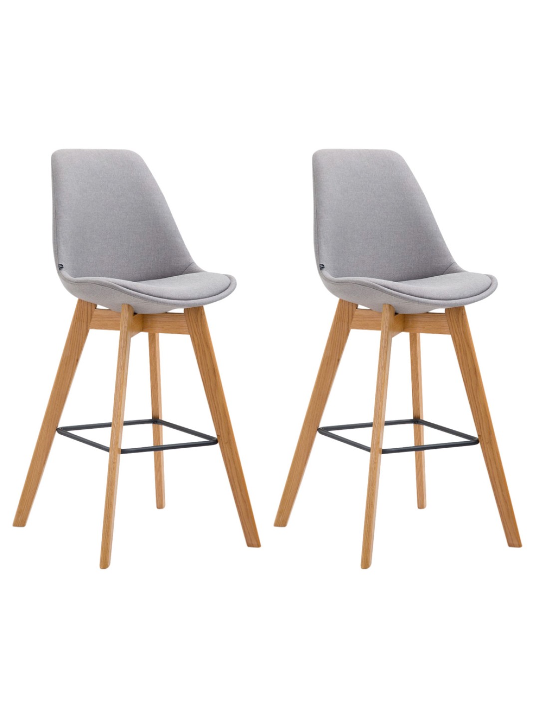 Juego de 2 taburetes de bar Metz tela natural, gris