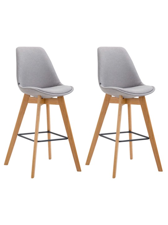Juego de 2 taburetes de bar Metz tela natural, gris