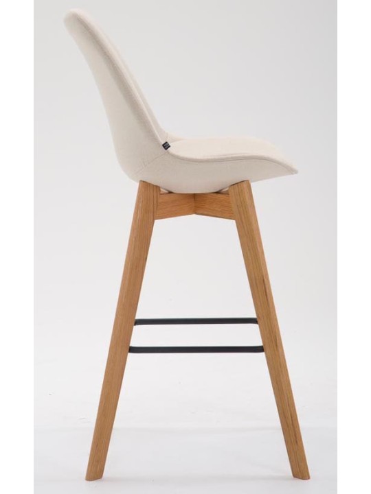 Juego de 2 taburetes de bar Metz tela natural, crema