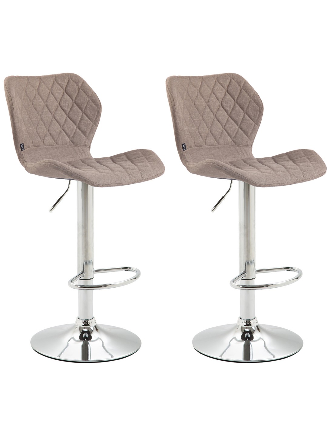 Juego de 2 taburetes de bar de tela de corcho cromado, taupe