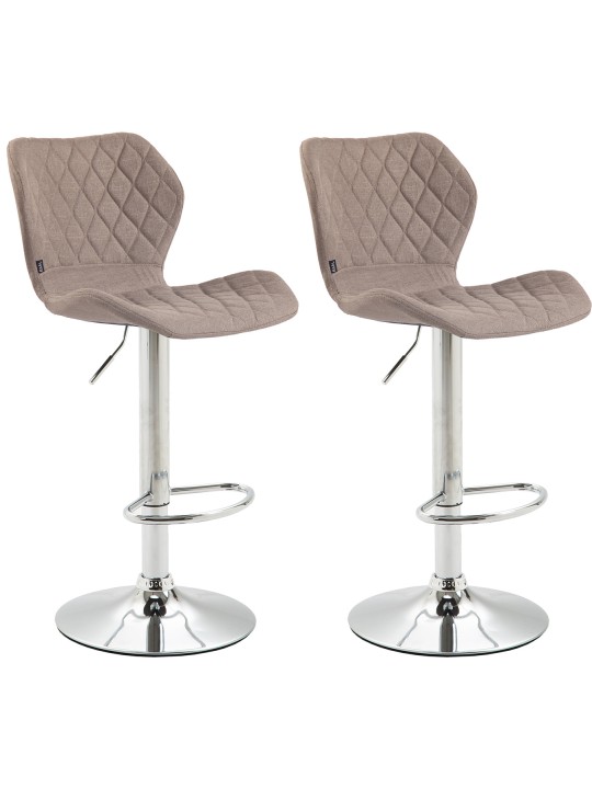 Juego de 2 taburetes de bar de tela de corcho cromado, taupe Juego de 2 taburetes de bar de tela de corcho cromado, taupe