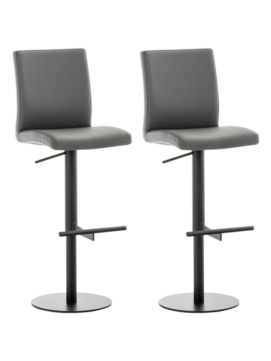 Juego de 2 taburetes de bar Cadiz piel sintética, gris