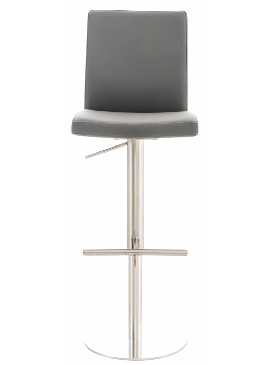 Juego de 2 taburetes de bar Cadiz piel sintética acero inoxidable, gris