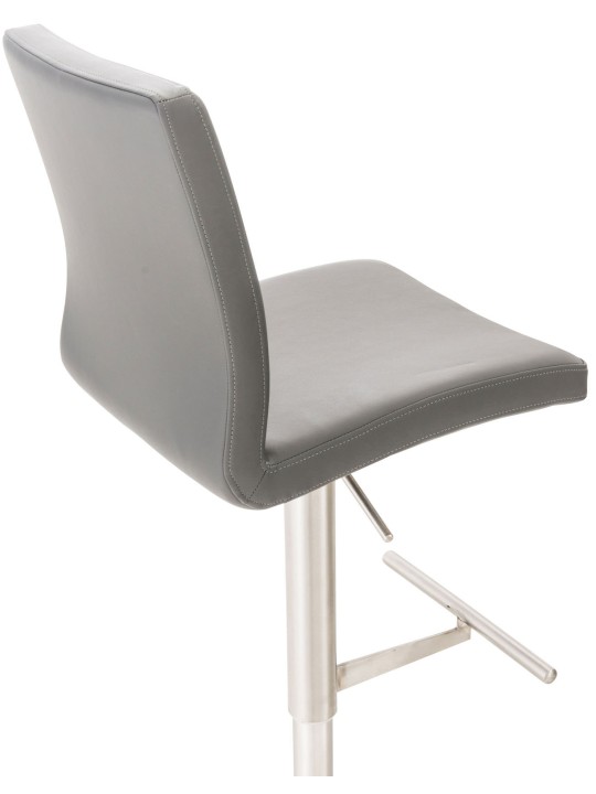 Juego de 2 taburetes de bar Cadiz piel sintética acero inoxidable, gris