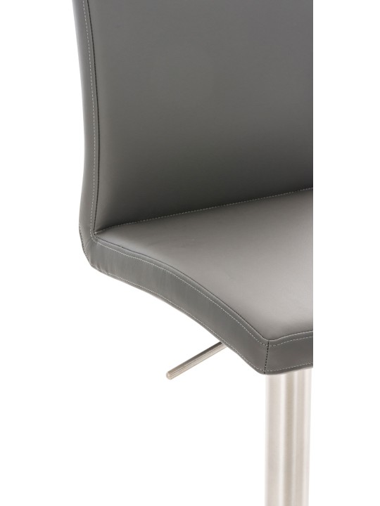 Juego de 2 taburetes de bar Cadiz piel sintética acero inoxidable, gris