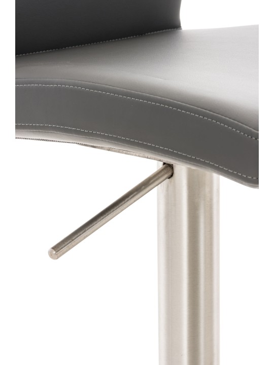 Juego de 2 taburetes de bar Cadiz piel sintética acero inoxidable, gris