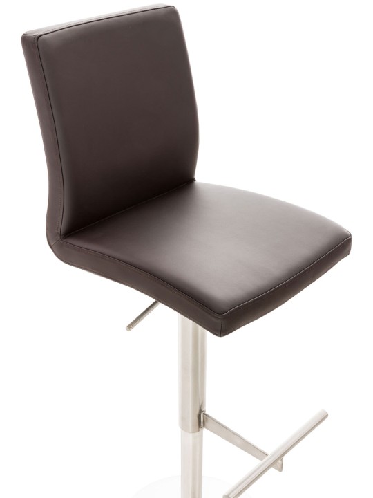 Juego de 2 taburetes de bar Cadiz piel sintética acero inoxidable, marrón Juego de 2 taburetes de bar Cadiz piel sintética acero inoxidable, marrón