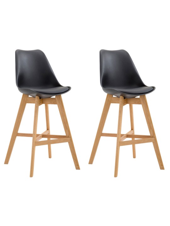 Juego de 2 taburetes de bar Cannes plástico natural, negro