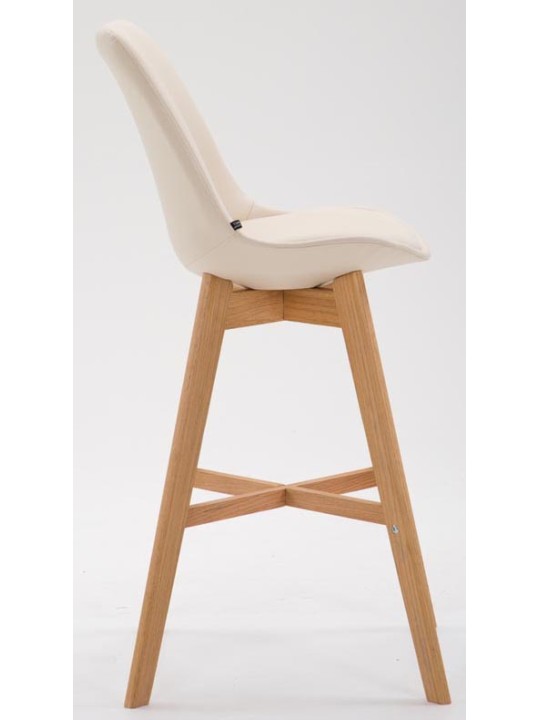 Juego de 2 taburetes de bar Cannes piel sintética natural, crema