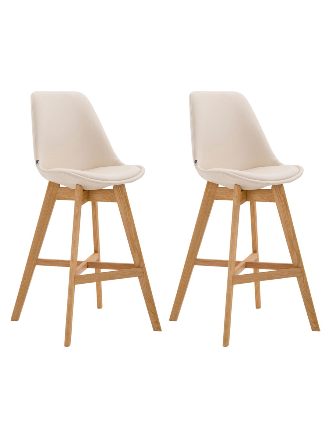 Juego de 2 taburetes de bar Cannes piel sintética natural, crema