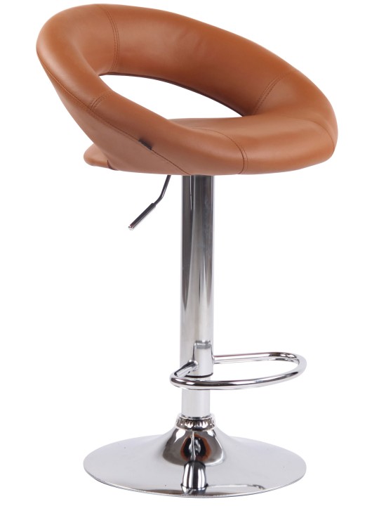 Taburete de bar Olinda piel sintética cromado, marrón claro