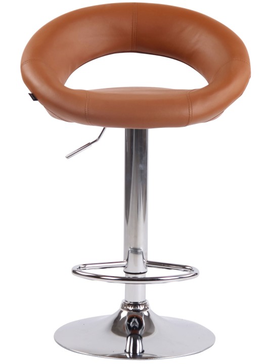 Taburete de bar Olinda piel sintética cromado, marrón claro