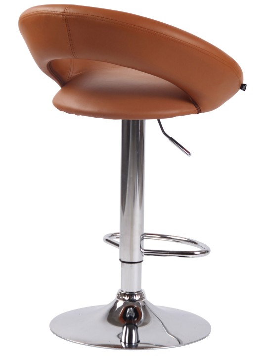 Taburete de bar Olinda piel sintética cromado, marrón claro