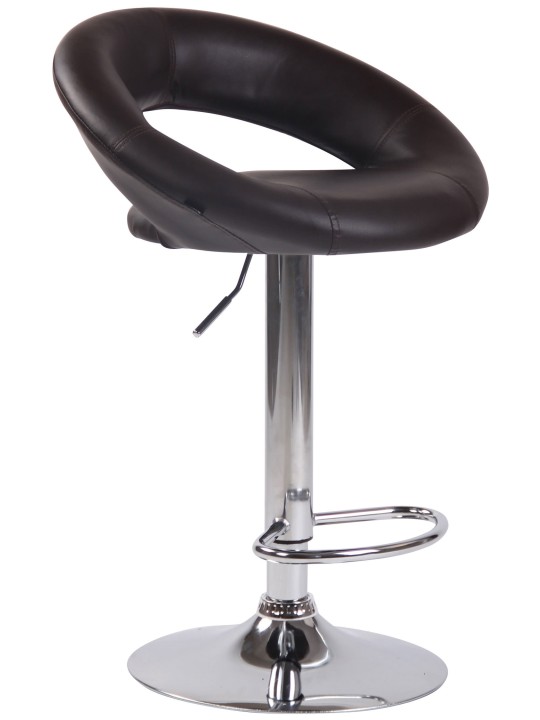 Taburete de bar Olinda piel sintética cromado, marrón