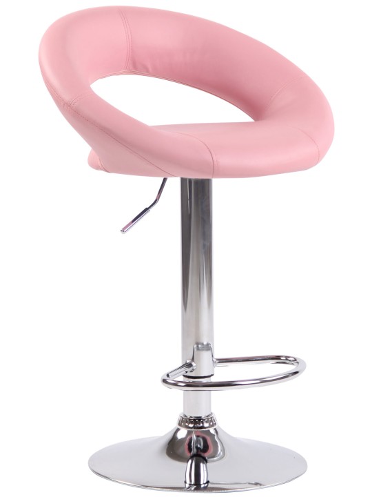 Taburete de bar Olinda piel sintética cromado, rosa