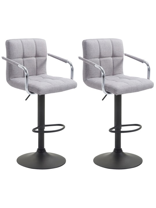 Juego de 2 taburetes de bar Lucy V2 tela, gris Juego de 2 taburetes de bar Lucy V2 tela, gris