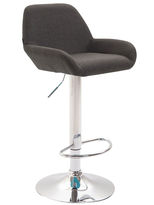 Juego de 2 taburetes de bar Braga tela cromo, gris oscuro