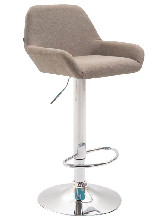 Juego de 2 taburetes de bar Braga tela cromo, taupe