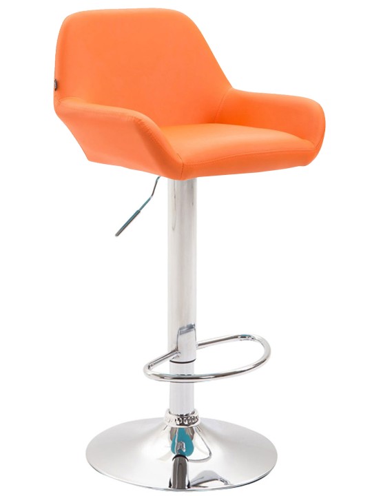 Juego de 2 taburetes de bar Braga polipiel cromado, naranja