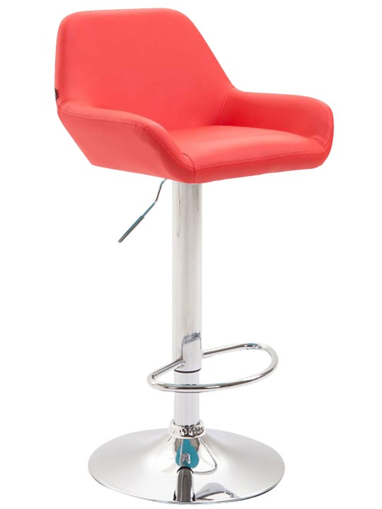 Juego de 2 taburetes de bar Braga polipiel cromado, rojo