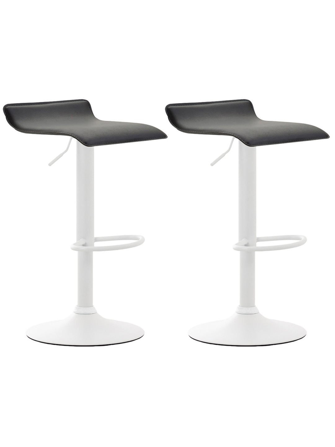 Juego de 2 taburetes de bar Dyn V2 de cuero artificial, negro